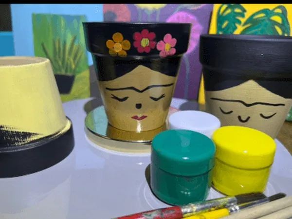 Frida Kahlo Inspired Painting and Succulent