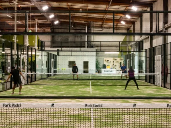 Indoor padel court rental for team building in South San Francisco with two courts for two hours.