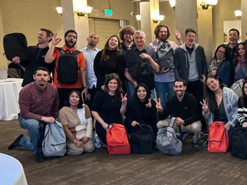 Outdoor team activity at a Bay Area company picnic — bikes and team challenges