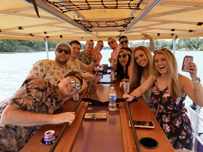 Group on the water at a Bay Area company picnic — Pedal-Powered Boat on Oakland Estuary