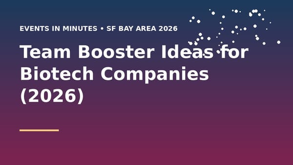 Team Booster Ideas for Biotech Companies (2026)