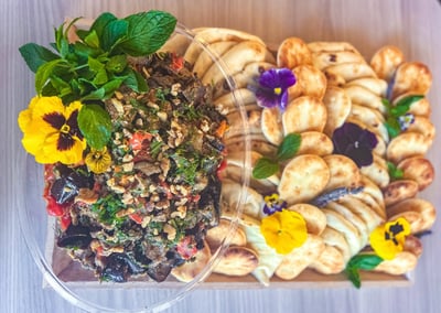 Smokey Eggplant Dip and Naan Platter for Gatherings – Catering