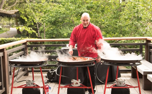Live Cooking Spanish Paella Buffet with Tapas Sangria and Servers – Catering