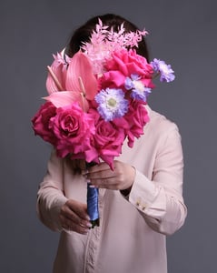 Vibrant Hot Pink and Purple Bridal Bouquet with Anthuriums – Florists