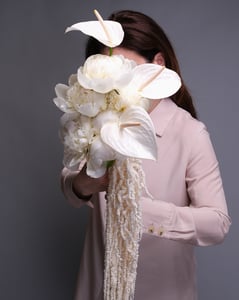 Modern Bridal Bouquet with White Peonies and Anthuriums – Florists