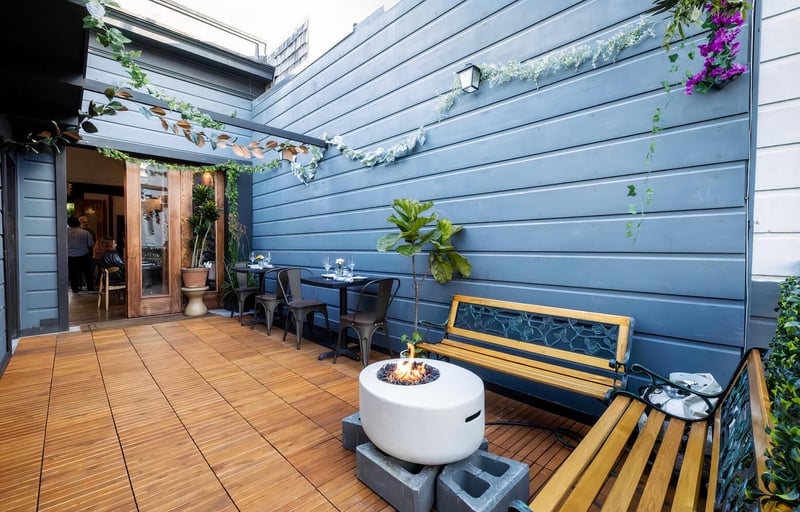 Private Restaurant Terrace with Fire Pit and String Lights for 40 – Venues in San Francisco