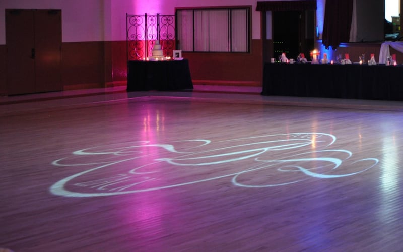 Wedding Monogram Projection on Dance Floor, Custom Gobo + Color
