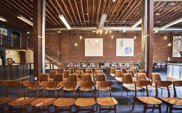 Skylit Brick Event Hall with Edison Lighting and Redwood Rafters – Venues in San Francisco