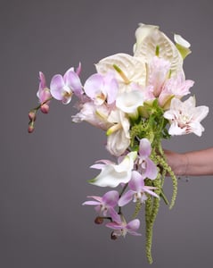 Cascading Pastel Bridal Bouquet with Blush Orchids and Lilies – Florists