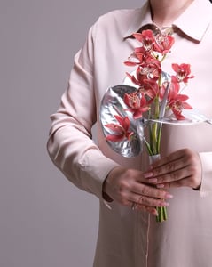 Coral Cymbidium Orchid and Silver Anthurium Bridal Bouquet – Florists